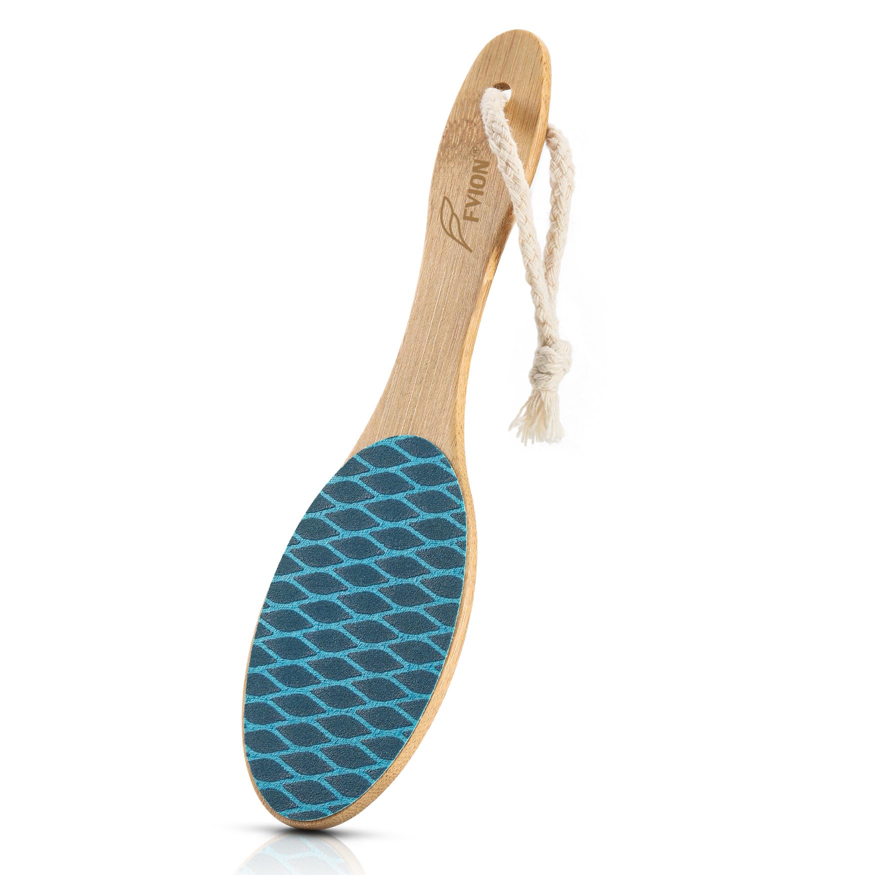 FVION Bamboo Foot File Callus Remover - Portable Foot Scrubber Pedicure Feet Sander File, Double-Sided Heel Scraper for Smooth and Soft Feet