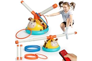 Billeeit 2-in-1 Musical Jump and Toss Ring Game Toy, Indoor and Outside Jump Toy for Kids Ages 4-8 and Toddler 1-3, 3-5, Christmas Boys and Girls Birthday Gift w/4 Speeds and Remote Control