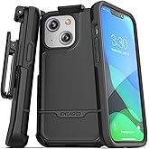 Encased Rebel Designed for iPhone 13 Belt Clip Case (2021) Protective Shockproof Case with Holster (Black)