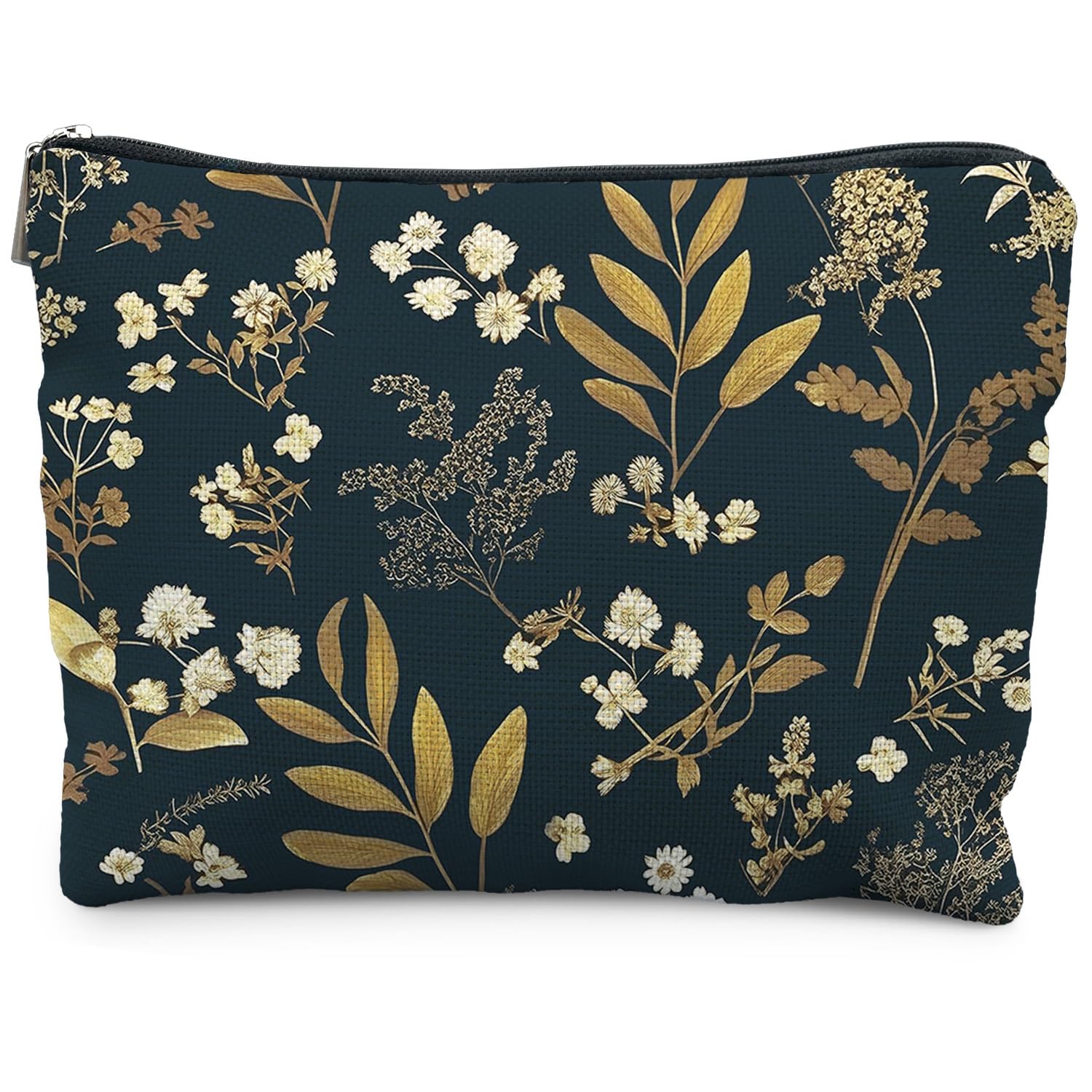 Photo 1 of ****FINAL SELL NOT RETURNS****ZIPPER NEEDS TO BE REPLACE**** RYYCDOI Vintage Boho Floral Makeup Bag, Dark Moody Wildflowers Floral Cosmetic Bags for Women, Dark Cottagecore Botanical Plant Zipper Makeup Pouch