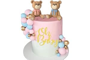 HAVAGDTM Gender Reveal Bear Cake Toppers Bear Balls Cake Decorations for Boy Girl Baby Shower Gender Reveal Birthday Party Decorations (Gender Reveal)