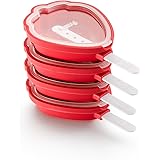 Lékué Strawberry 4-Piece Popsicle Mould Pack, One Size, Multicolour
