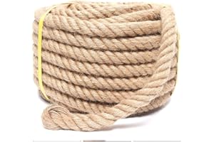 XINSHUNCAN Rope 1 Inch 25 Feet Jute Rope, Heavy Duty Jute Rope,Natural Hemp Rope, Twisted Hemp Rope for Crafts, Gardening, Bundling, Climbing, Hammock, Nautical, Tug of War, Railings, Home Decorating