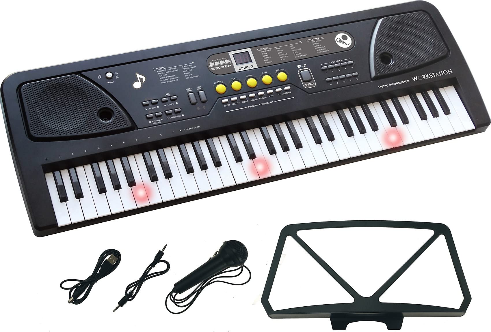 REIG Electronic Organ 61 Keys Multifunction, Black (8925)