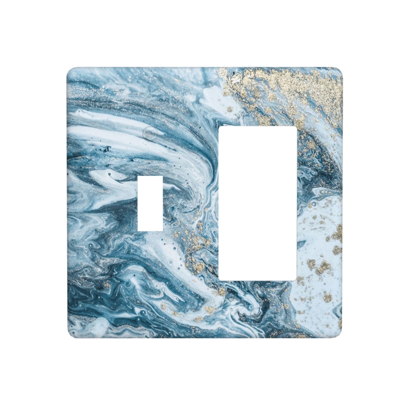 Abstract Turquoise Blue Marble 2 Gang Single