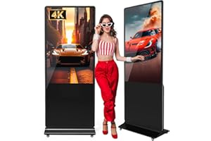JIYANG 55 Inch 4K Indoor Touchscreen Digital Signage Display Floor Standing Digital Interactive Kiosks LCD Totem Monitor with WiFi/USB Input Auto Media Player Android System,Free Customization Logo