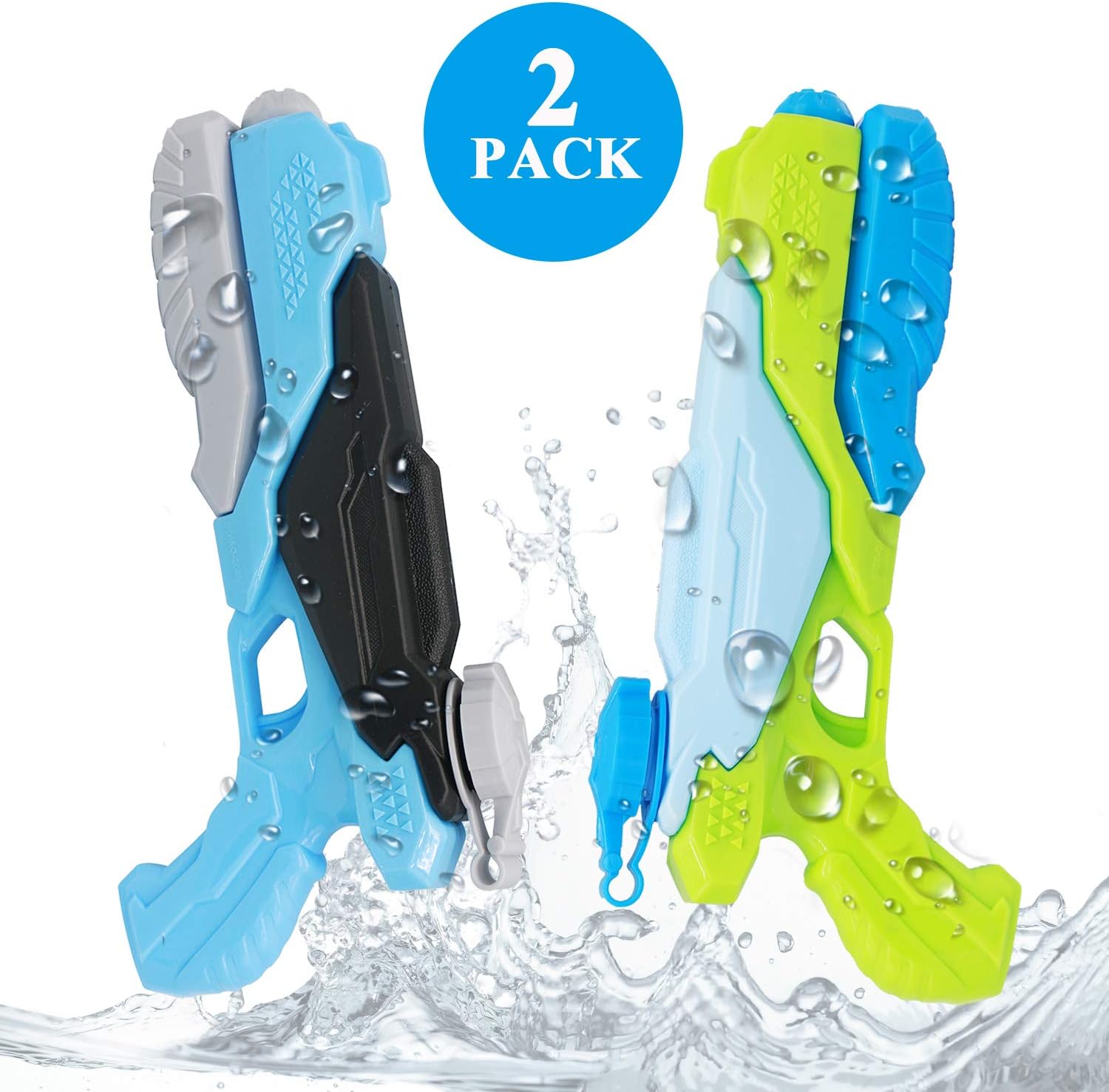 Exciting 2 Pack - Water Gun Blasters - 2 Squirt Guns Super Water Soaker Blaster for Kids, Adults - Long Range 600cc Water Toy for Summer, Swimming Pool, Beach, Sand, Children: Toys & Games
