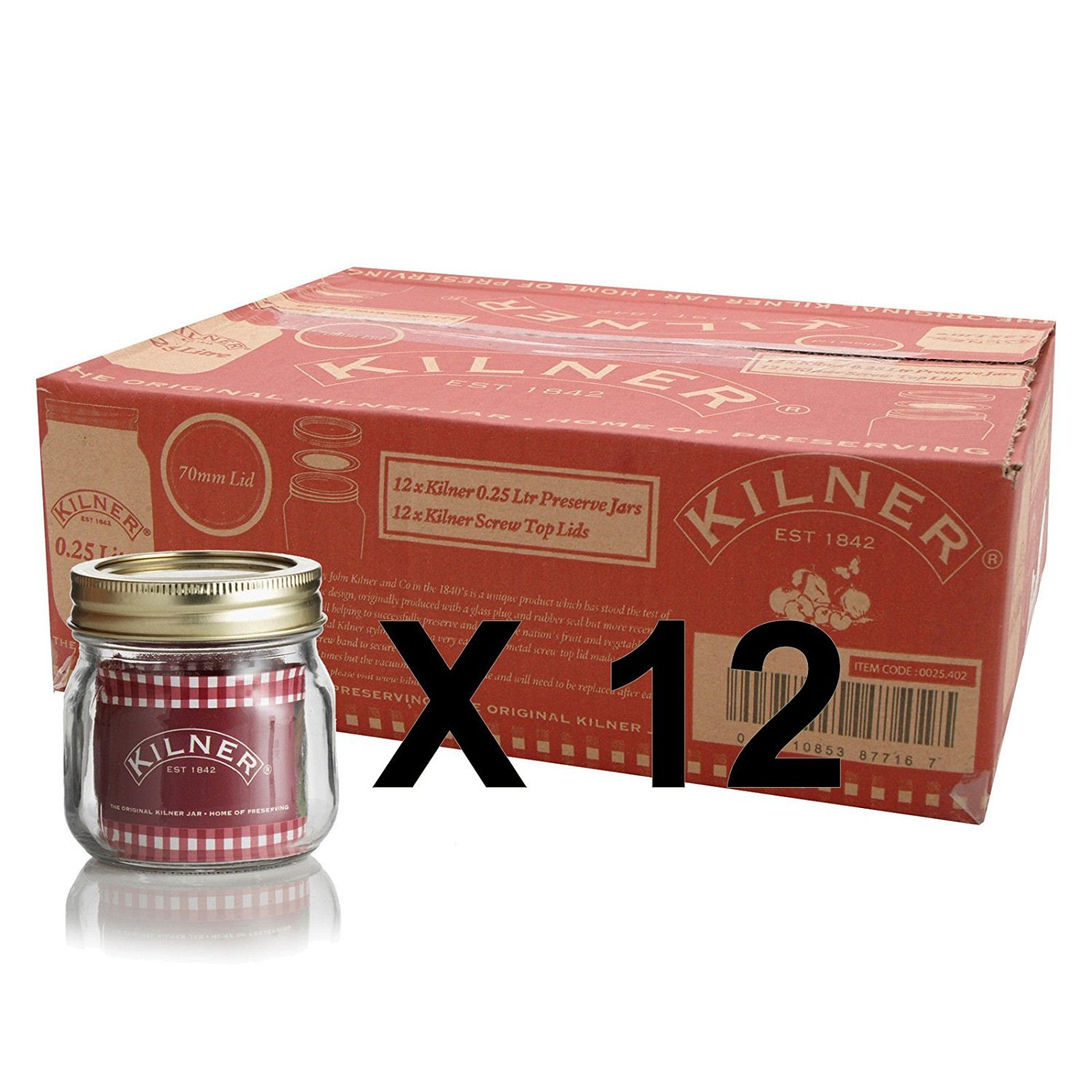 Kilner Set of 12 0.25L Screw Top Preserve Preserving Jam Pickle Storage Jar