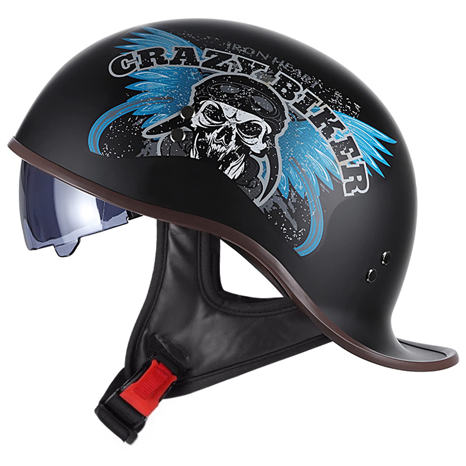 FVCNGP Motorcycle Retro Half Helmet DOT Approved