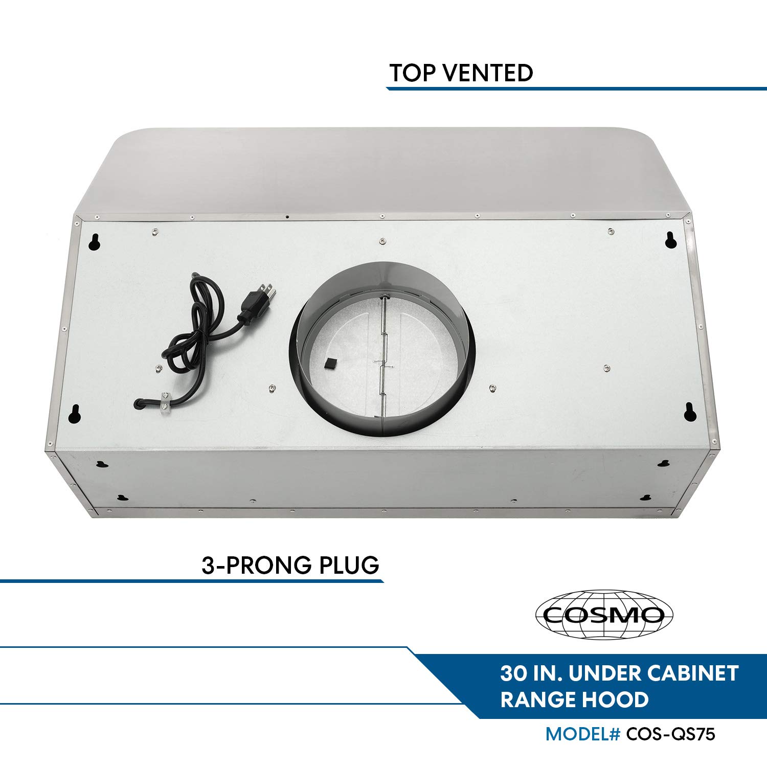 Cosmo QS75 30in Stainless Steel Range Hood with LED