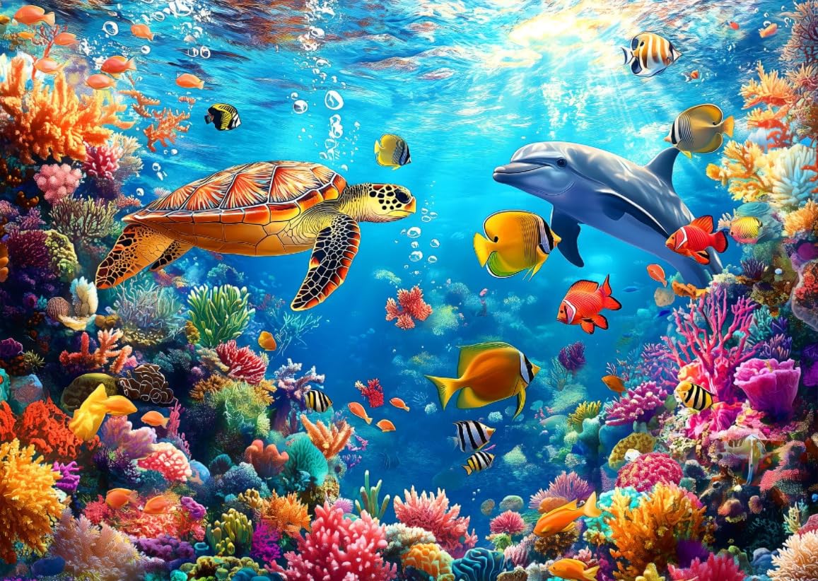Yiting 1000 Piece Jigsaw Puzzles for Adults, Sea World/Sea turtle/Dolphin/Owl/Cat/Mushroom/Angel Jigsaw Puzzles 1000 Piece for Teen, Family Fun Challenging Game Stress Relief Jigsaw Puzzle Toy Gift