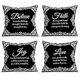 OBSEDE Black and White Bible Verse Throw Pillow Covers 18 × 18 in, Set of 4, Couch Cushion Cases Inserts for Sofa Bed Living Room Home Decor, Single-Sided Print