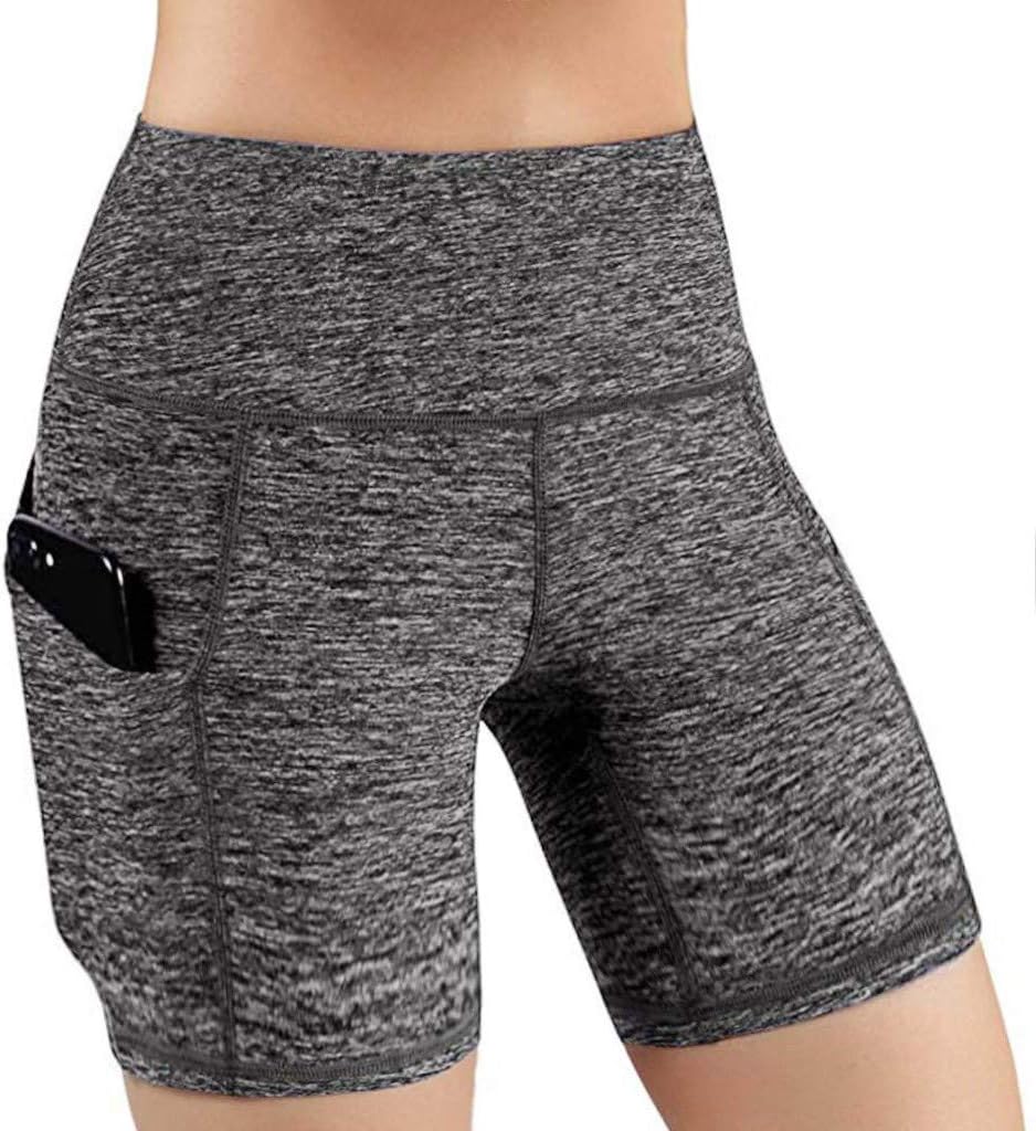 Bike Shorts with Pockets Women Hessimy Women's High Waist Workout Yoga Running Compression Shorts Tummy Control Side Pockets