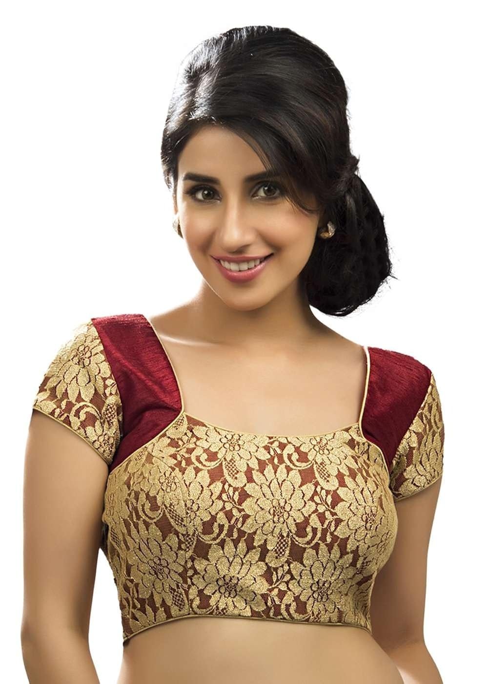 fonix creation readymade maroon color rasal net & banglory women blouse