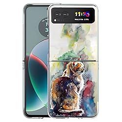 Bcov Case for Motorola Razr 2023, Cute Cat Painting