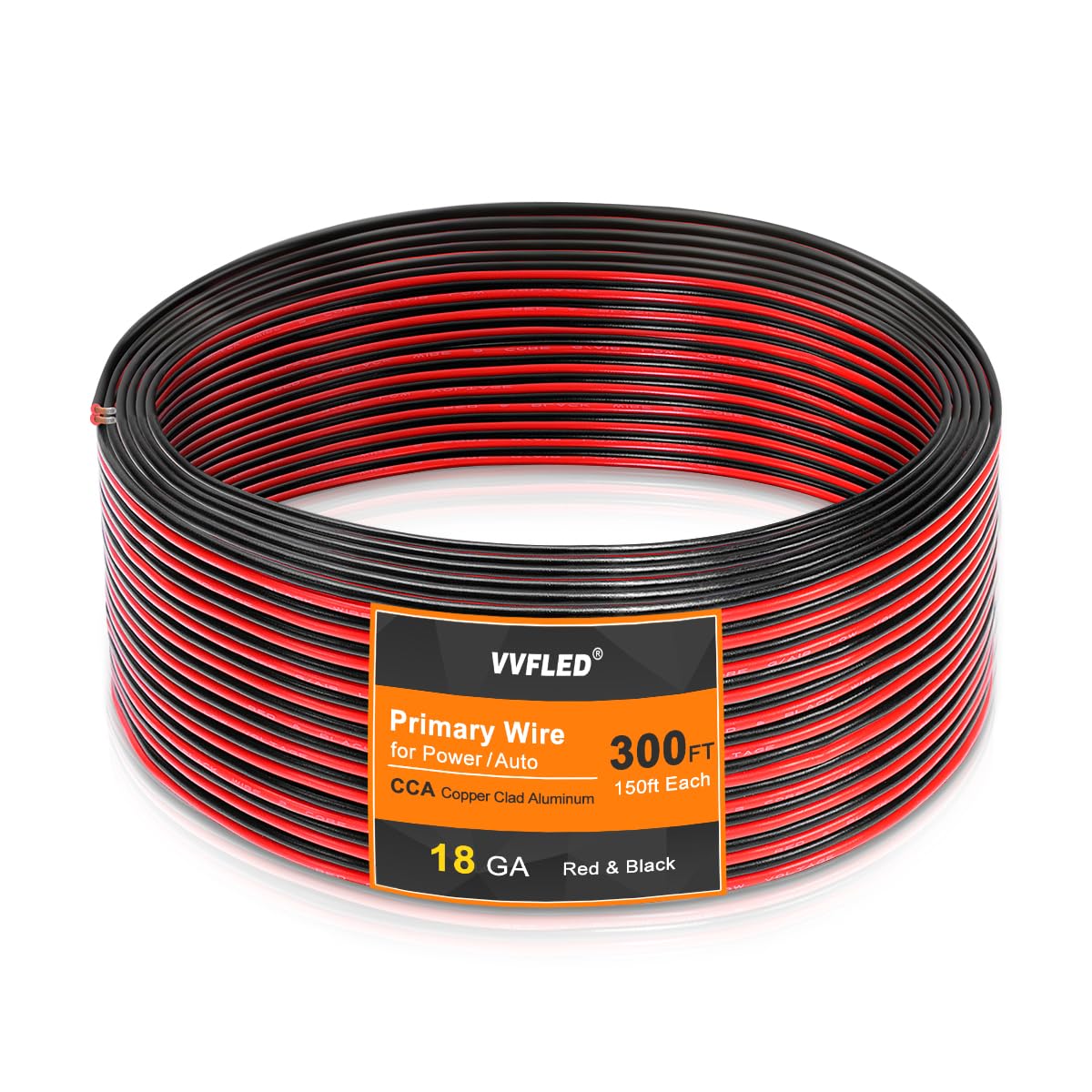 18 Gauge Electrical Extension Cable, 150FT / 46m Flexible Soft Red Black 2 Pin 18 AWG CCA Wire, 2 Cord Low Voltage Extension Wire for LED Strip Lights Auto Motor Wiring DC 12V