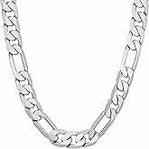 LIFETIME JEWELRY Beveled Figaro Chain Necklaces for Women and Men 24k Real Gold Plated  (6.5mm, 8mm, 9.5mm & 11mm)