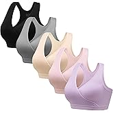 HBselect Nursing Bras for Breastfeeding, Maternity Nursing Sleep Bra Wireless Pregnancy Sleep Bralette 3/5 Pack