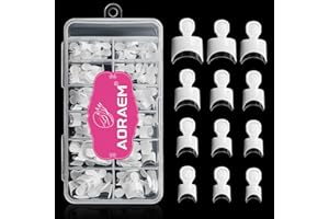 AORAEM White French Nail Tips 120 PCS Short French Style Acrylic Nail Tip 12 Sizes False Nails Clear and White Press on Nails for Women