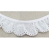 1-1/8" Ruffled Gathered Embroidery Eyelet Trimming - 8 Continuous Yards! (White)