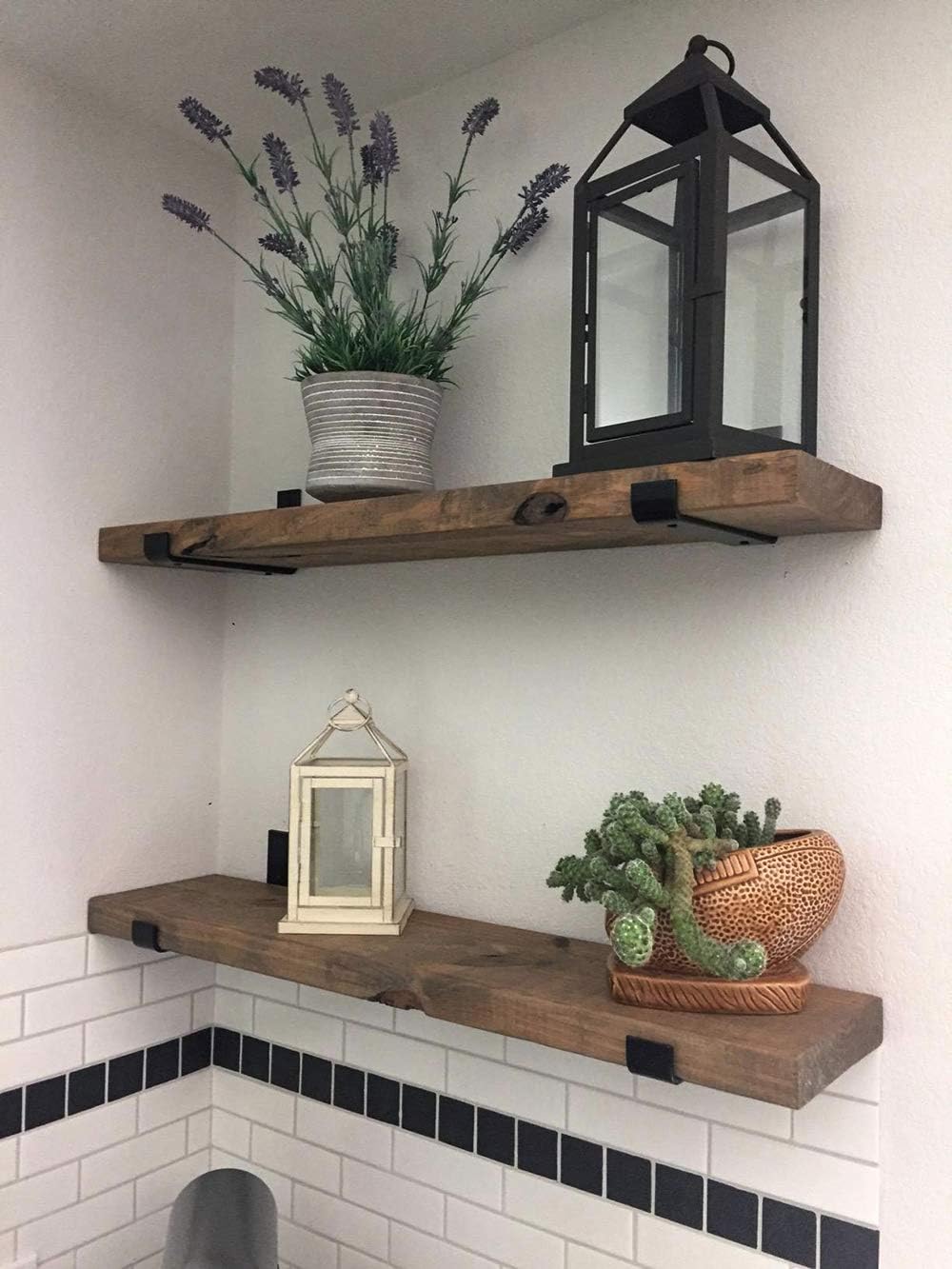 LuckIn Sturdy Shelf Bracket, Fit 8 Inch Standard Board Sold by Homedepot, J Bracket for DIY Rustic Floating Shelf(6 Pack, Black): Home Improvement