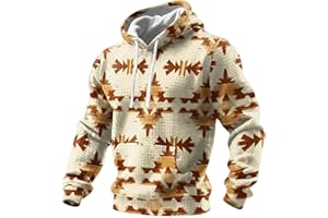 Men's Tribal Aztec Hoodies - Trendy Lightweight Work Hoodie Sweatshirt Long Sleeve Casual Track Pullover Coat with Pocket