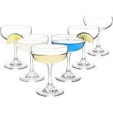Crystal Coupe Champagne and Cocktail Glasses Daiquiri Manhattan Glasses Set of 6 Martini Drinking Set for Parties, Bars and Gifts, 7 oz
