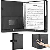AiDor PU Leather Choir Music Folder, Black Binder with Adjustable Band | 3 Ring, Sheet Music Folder Fit Letter Size, for Choral Performances at Concerts