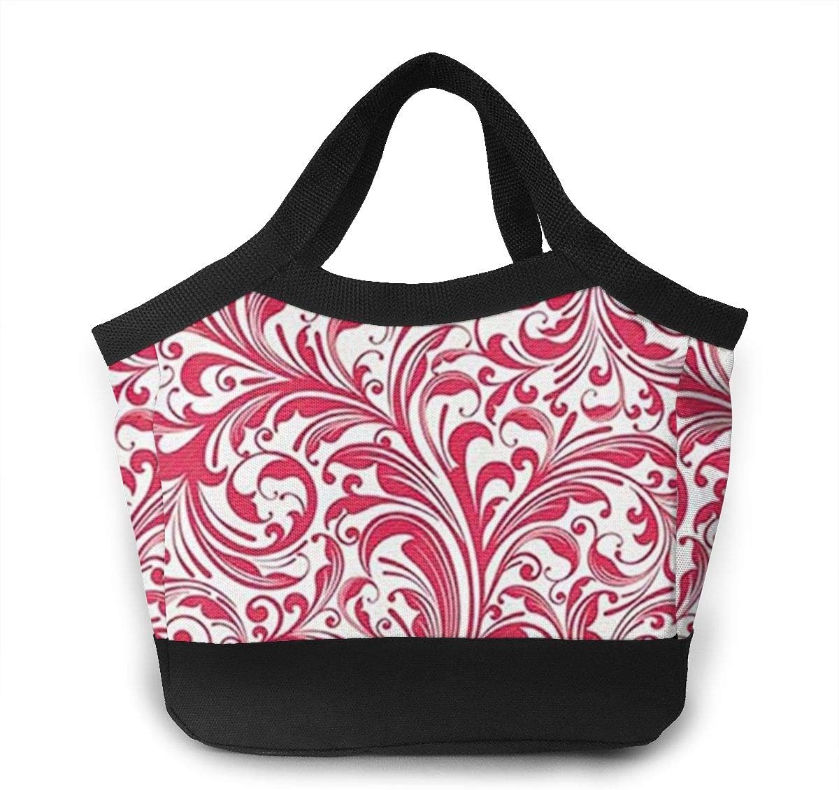 Red Plants Lunch Bag For Women Insulated Lunch Tote Bag