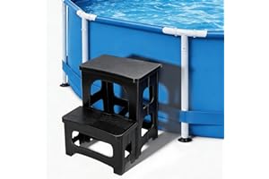 DECOHS Foldable Spa Hot Tub Steps, Non-Slip 2 Step Stool Pool Ladder, Universal Spa Steps Hot Tub Stairs for Outdoor Indoor D