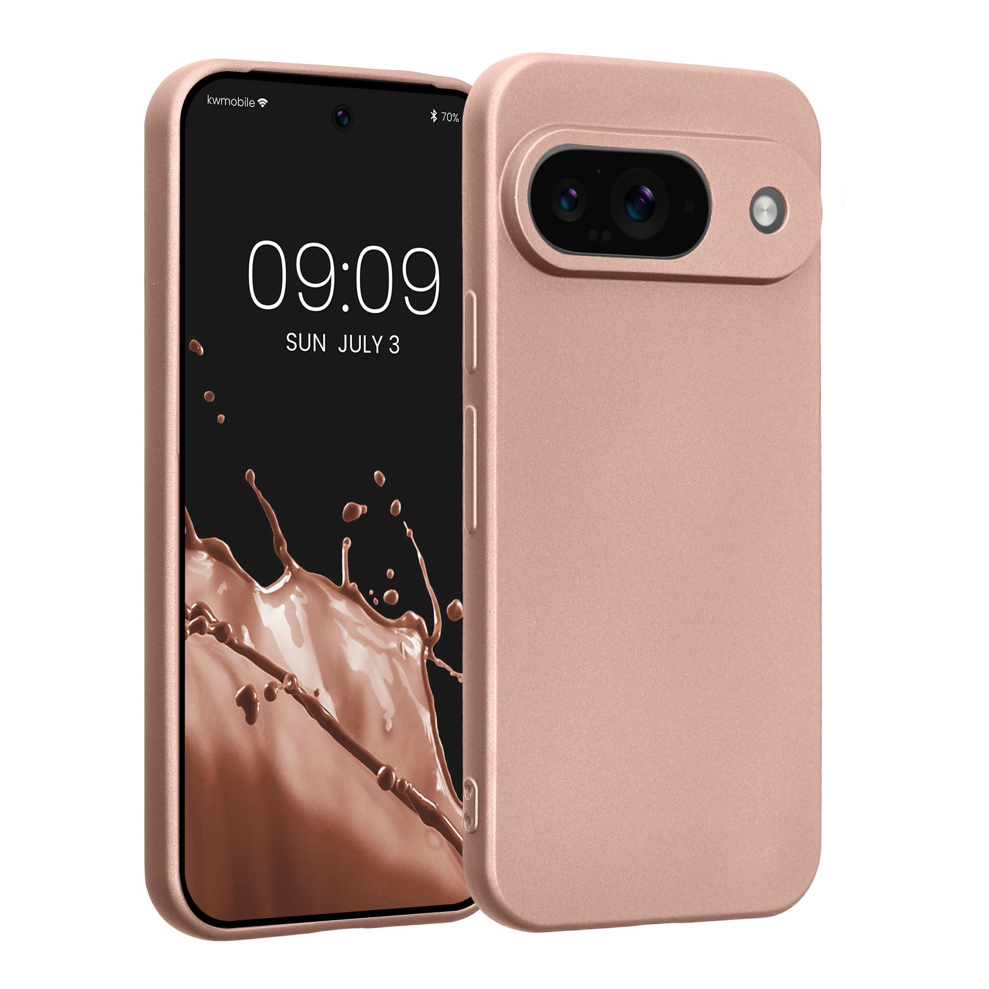 kwmobile Case for Google Pixel 9 Case - Soft TPU Back Phone Cover - with Metallic Look - Metallic Rose Gold — image 1