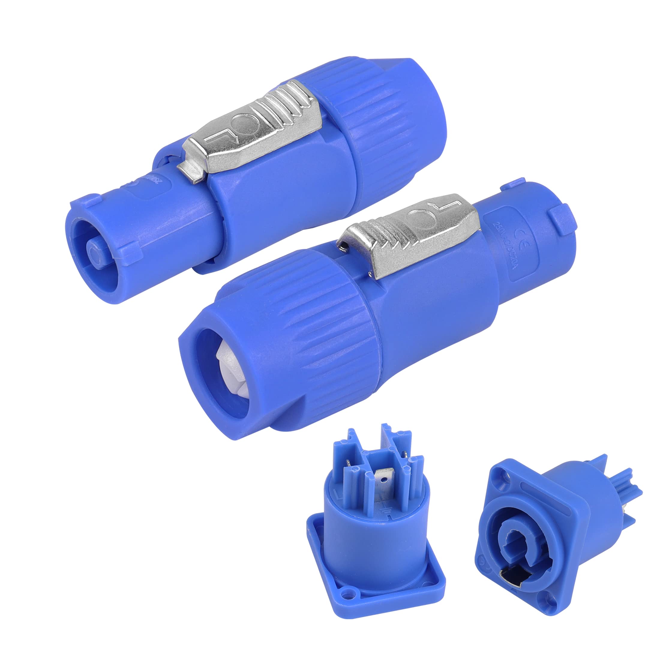 3 Pin AC Powercon Connectors YACSEJAO 2Pack 250V 20A Nac3mpa Locking PowerCon Neutrik Connectors for Stage Light LED Screen White Connector (Input)