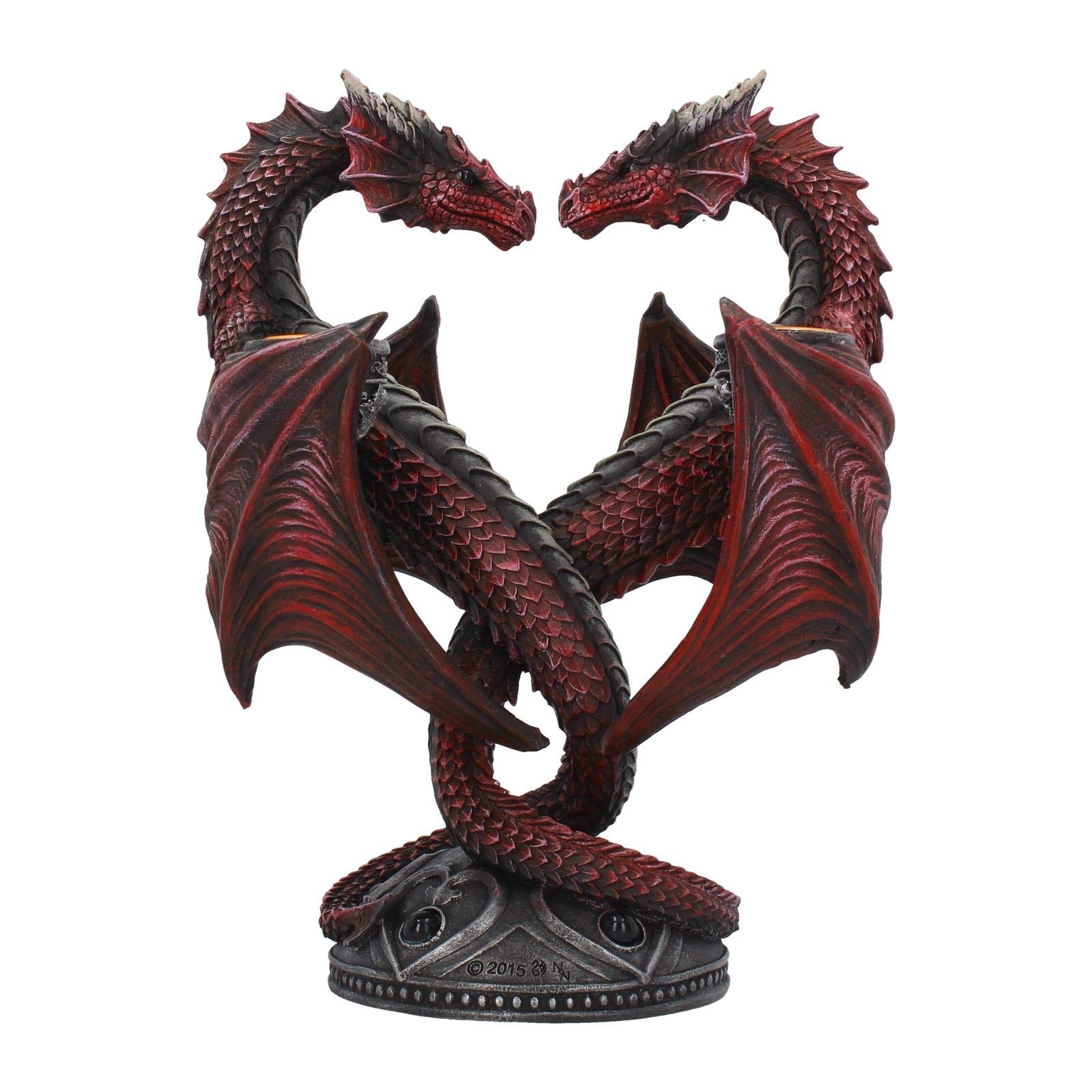 Nemesis Now Dragon Heart Anne Stokes Valentine's Edition Candle Holder 23cm Red, Resin, One Size