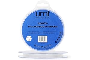 UNCLE MO'S SALTWATER TACKLE UMT Ghost Fluorocarbon Fishing Line Invisible Leader for Saltwater and Freshwater 20lb, 30lb, 40lb Options 55 Yards Abrasion Resistant, Ultra Durable