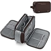 Wedama Toiletry Bag for Men, Medium Hanging Travel Toiletry Bag, Extra Electronic Organizer Bag Waterproof Shaving Bag for Toiletries with PU Handle for Travel Business Trips Swim Camping, Brown