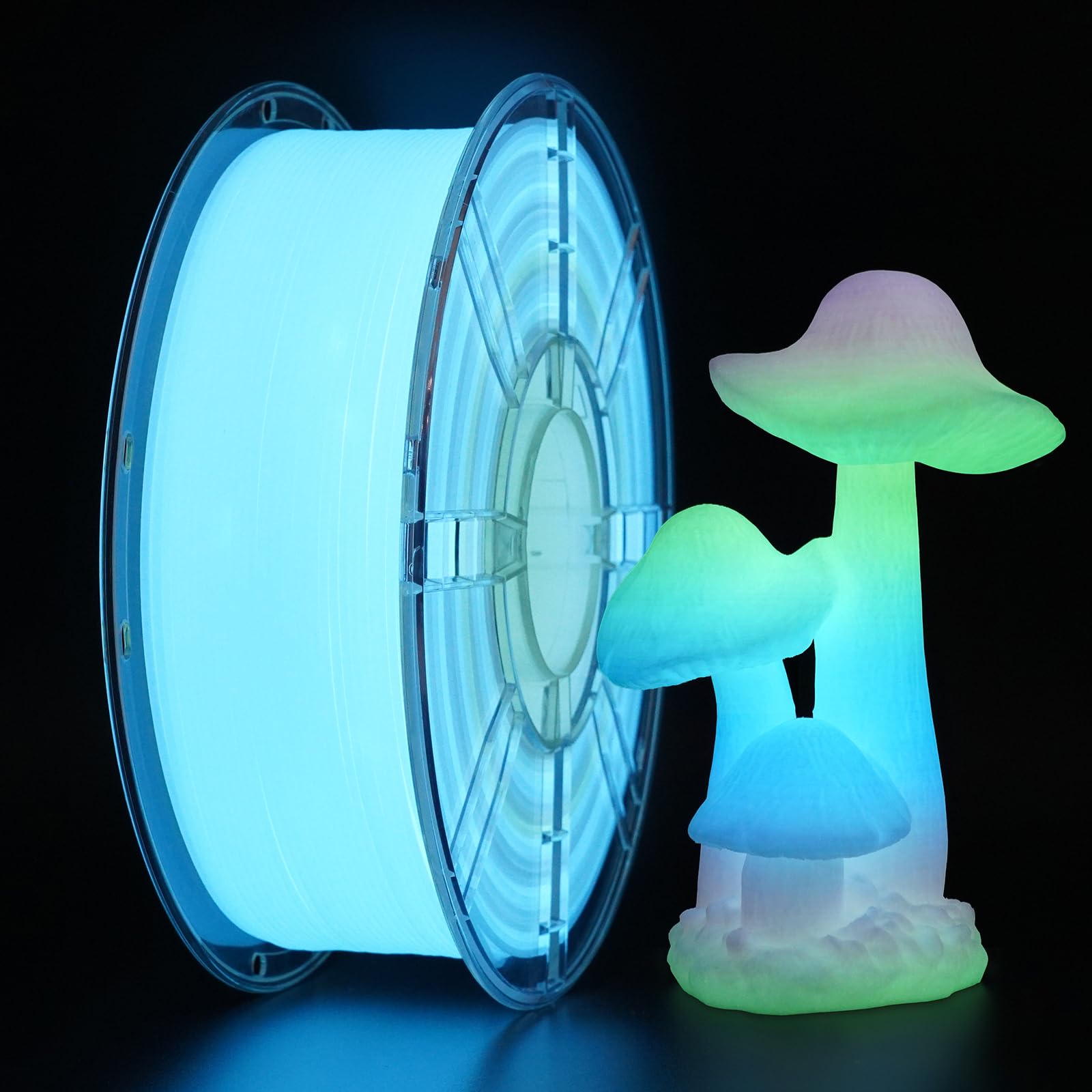 Photo 1 of Kingroon Glow in The Dark Rainbow PLA Color Change Filament 3D Printer Filament 1.75 1KG Multicolored PLA Luminous,Dimensional Accuracy +/- 0.03mm