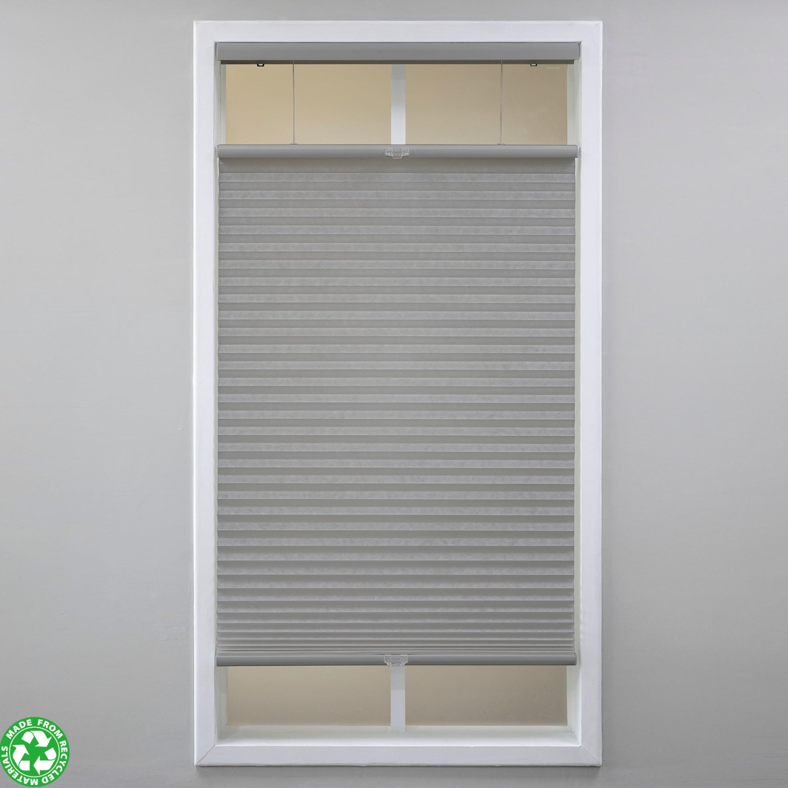 Eclipse Light-Filtering Top Down Bottom Up Cellular Shades – Cordless Window Covering for Home or Office, Energy-Saving Light Filtering Shades, Easy Lift System – Anchor Gray, 27.5 W x 64 L
