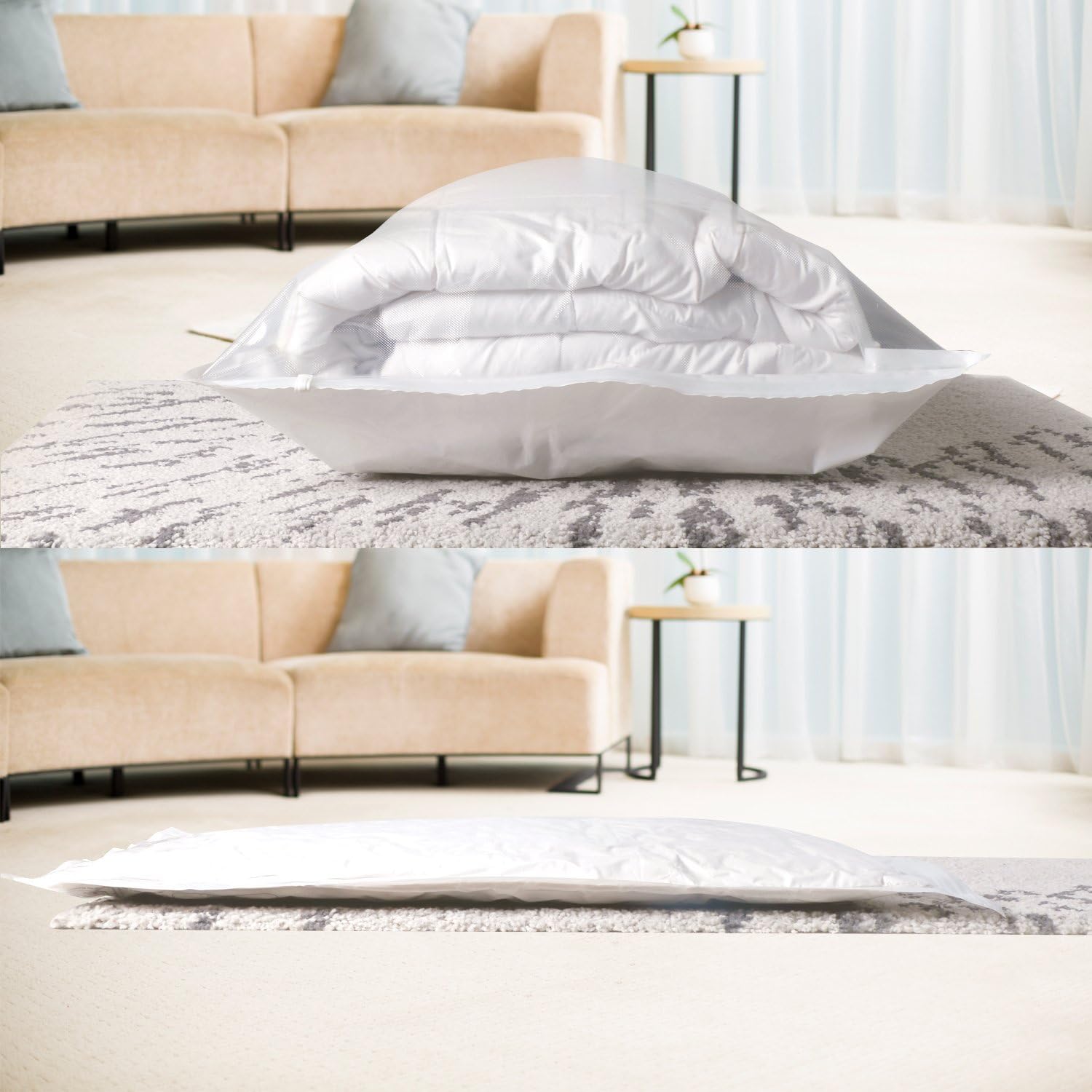 Cozary 4 Sacchetti Sottovuoto Per Vestiti, XXL (100x80) A Piccolo, Con Valvola, Antiumidità E Riutilizzabili, Per Piumoni E Viaggio - 4