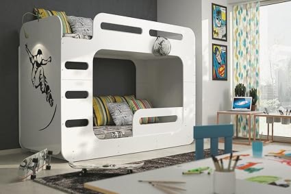 MAX cama 2 para niños y adolescentes 200 *colchón 90 cm, color blanco