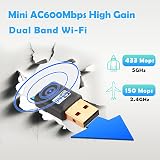 RyuuOto 600Mbps USB WiFi Dongle Mini Dual Band 5GHz 2.4GHz Adapter PC view 2