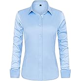 J.VER Womens Dress Shirts Long Sleeve Button Down Shirt Wrinkle-Free Business Casual Blouse Office Work Tops