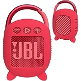 JCHPINE Silicone Cover Case for JBL Clip 4 Portable Bluetooth Speaker, Protective Carrying Case for JBL Clip 4 Portable Bluetooth Speaker Stand Up Holder (Red)