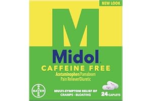 Midol, Caffeine Free, Menstrual Period Symptoms Relief Including Premenstrual Cramps, Pain, Headache, and Bloating, For Teens and Adults, Caplets, 24 Count