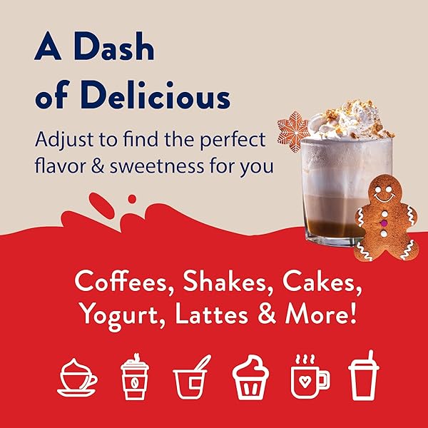 JORDAN’S SKINNY SYRUPS SUGAR FREE COFFEE SYRUP, GINGERBREAD LATTE FLAVOR DRINK MIX, ZERO CALORIE FLAVORING FOR LATTES, PROTEIN SHAKE, FOOD & MORE, GLUTEN FREE, KETO FRIENDLY, 25.4 FL OZ, 1 PACK