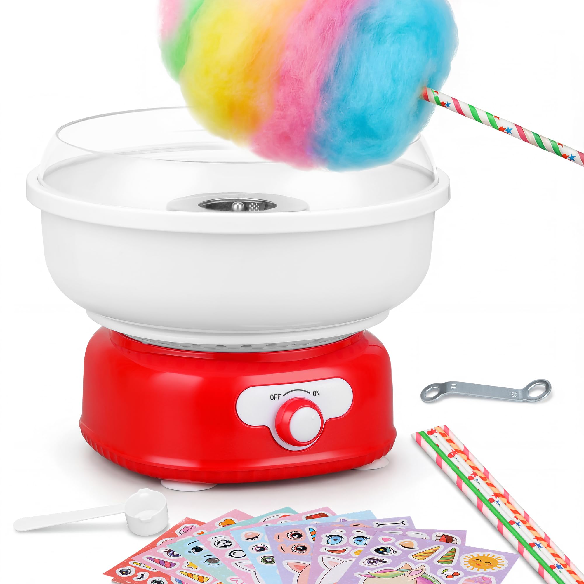 Photo 1 of **FOR PARTS ONLY** Cotton Candy Machine,Cotto Candy Maker for Kids with Cartoon DIY Stickers,6 Paper Cones & Sugar Scoop,Homemade Candy Machine for Birthday,Party Gatherings,Christmas Halloween Gift,Red