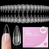 Beetles Tipex Lite Pre-Built Apex Gel Nail Tips, Stiletto Medium, 256pcs Value Pack, 16 Sizes, Flat-Nail Friendly Acrylic Tips for Natural Nail Beds, Easy for Beginner DIY