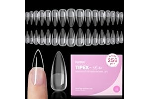 BEETLES GEL POLISH Beetles Tipex Lite Apex Nail Tips, Stiletto Medium, 256pcs 16 Sizes,Pre-Building Pre-Etched Acrylic Nail Tips for Flat Nails & Natural Nail Beds