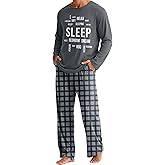 Ciftshinefiul Mens Pajamas Set Sleepwear Long Sleeve Tops and Plaid Pajama Pants Set Soft Loungewear Sets with Pockets