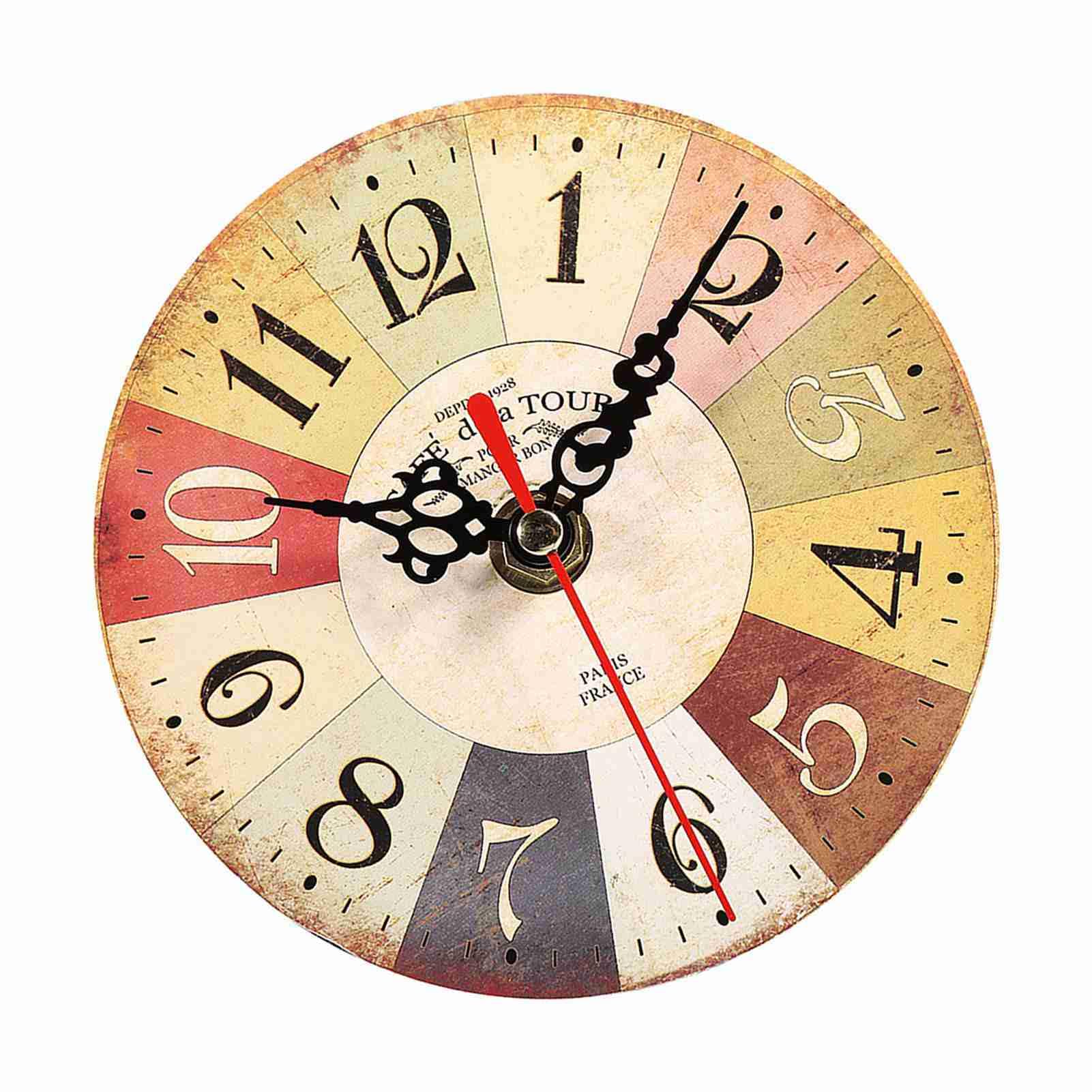 Akozon 5 1 4 Inch Clocks, Round Antique MDF Home Wall ClockOffice Wall Clock Decoration #3 1Pc Artistic Creative European (28)