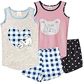 MyFav Big Kids Girls Sleeveless Sleepwears Hearts Shape Striped Pajama Nightgown